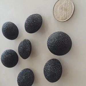 Vintage Dark Navy Shimmer Textured Buttons Set, Possibly Glass